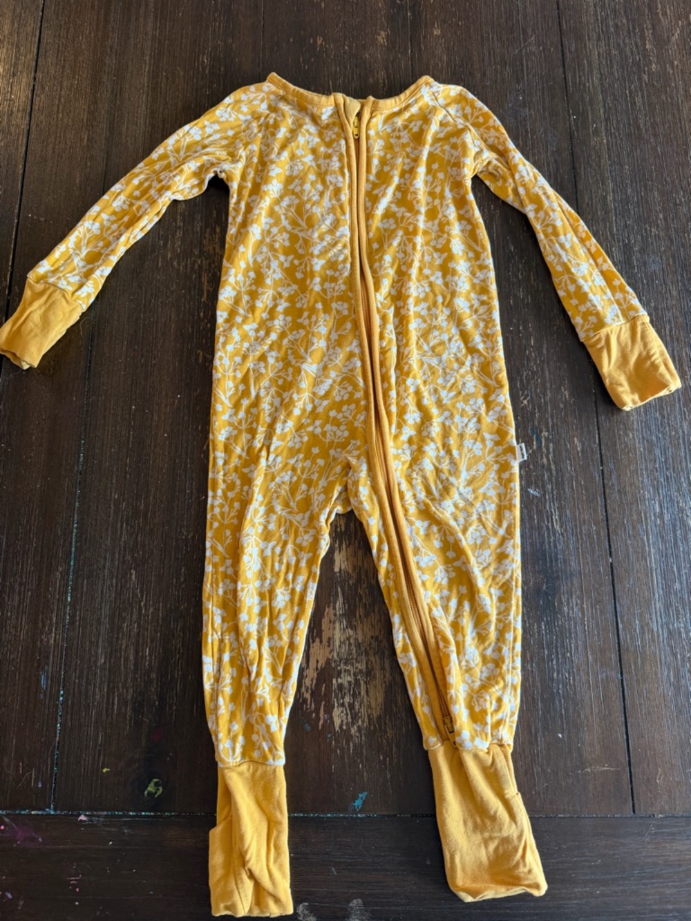 Little Sleepies Mustard Yellow Floral Zip Footie